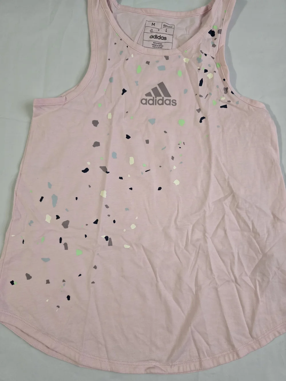 adidas 2 Pack Pink& White Splatter Tank Top M Lightweight 100% Cotton Crew N NWT